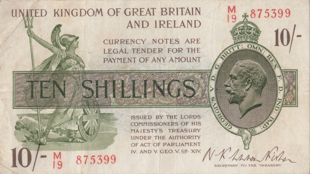 10 SHILLING BANKNOTE FISHER SHILL - 22 - 10 SHILLINGS BANKNOTES - Cambridgeshire Coins