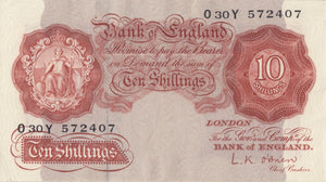 10 SHILLINGS BANKNOTE O'BRIEN REF SHILL - 17 - 10 SHILLINGS BANKNOTES - Cambridgeshire Coins