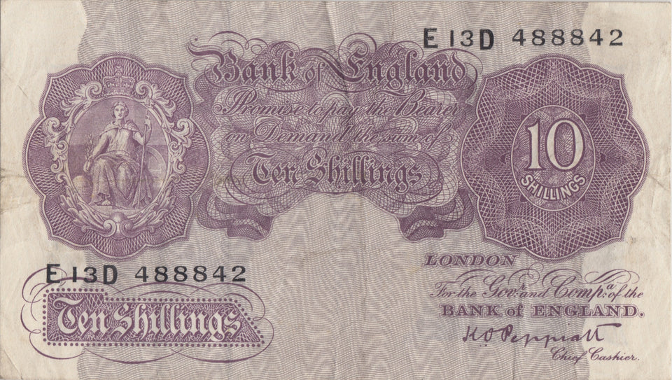 10 SHILLINGS BANKNOTE PEPPIATT REF SHILL - 16 - 10 SHILLINGS BANKNOTES - Cambridgeshire Coins