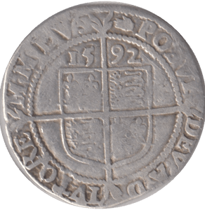 1592 ELIZABETH I SILVER SIXPENCE - Hammered Coins - Cambridgeshire Coins