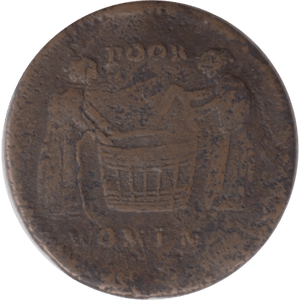 1669 WASHER WOMAN HALFPENNY TOKEN ST IVES CAMBRIDGESHIRE - HALFPENNY TOKENS - Cambridgeshire Coins