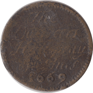 1669 WASHER WOMAN HALFPENNY TOKEN ST IVES CAMBRIDGESHIRE - HALFPENNY TOKENS - Cambridgeshire Coins