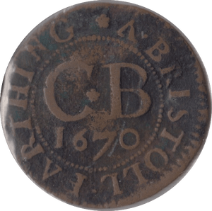 1670 ARMS OF BRISTOL SHIPPING FARTHING TOKEN BRISTOL - FARTHING TOKEN - Cambridgeshire Coins