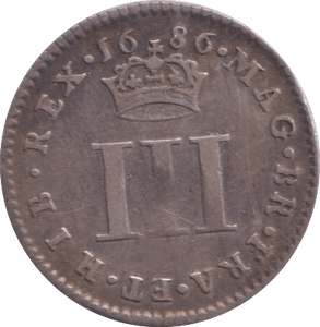 1686 MAUNDY THREEPENCE ( VF ) - MAUNDY THREEPENCE - Cambridgeshire Coins