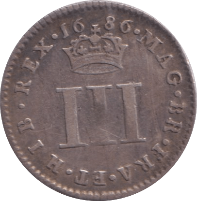 1686 MAUNDY THREEPENCE ( VF ) - MAUNDY THREEPENCE - Cambridgeshire Coins