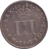 1686 MAUNDY THREEPENCE ( VF ) - MAUNDY THREEPENCE - Cambridgeshire Coins