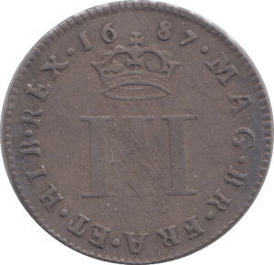 1687 MAUNDY THREEPENCE ( VF ) - MAUNDY THREEPENCE - Cambridgeshire Coins