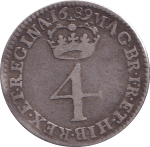 1689 MAUNDY FOURPENCE ( VF ) - MAUNDY FOURPENCE - Cambridgeshire Coins