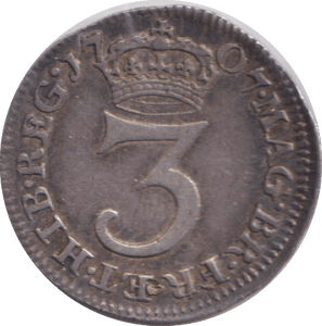 1707 MAUNDY THREEPENCE ( VF ) - MAUNDY THREEPENCE - Cambridgeshire Coins