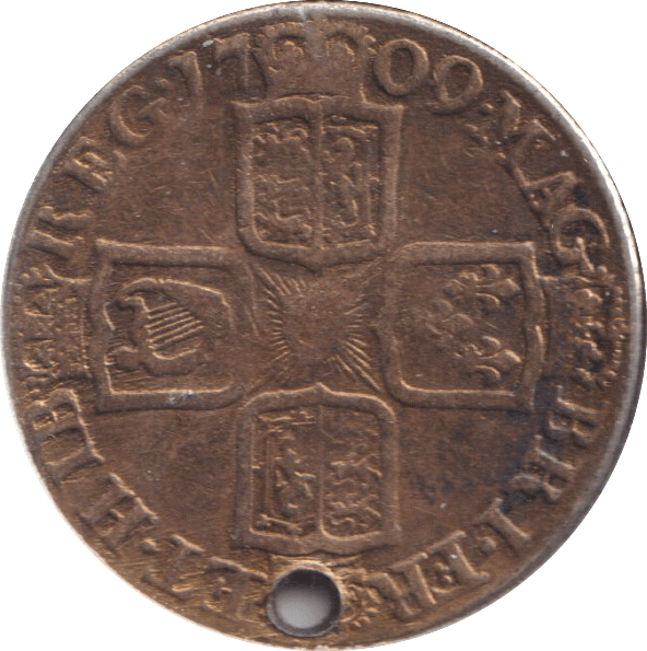 1709 SHILLING ( FINE ) HOLED - SHILLING - Cambridgeshire Coins