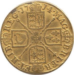 1714 GOLD ONE GUINEA ( FINE ) QUEEN ANNE EX MOUNT - Guineas - Cambridgeshire Coins