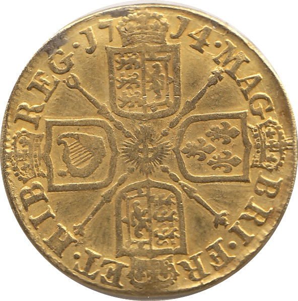 1714 GOLD ONE GUINEA ( FINE ) QUEEN ANNE EX MOUNT - Guineas - Cambridgeshire Coins