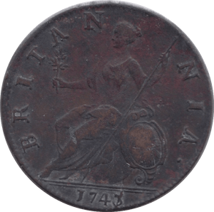 1743 HALFPENNY ( FINE ) - Halfpenny - Cambridgeshire Coins