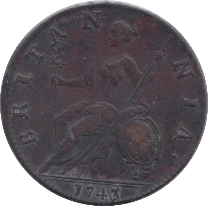 1743 HALFPENNY ( FINE ) - Halfpenny - Cambridgeshire Coins