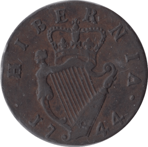 1744 FARTHING IRELAND - WORLD COINS - Cambridgeshire Coins