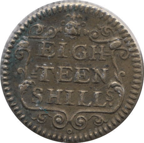 1750 BRITISH 18 SHILLINGS SCALE WEIGHT - COUNTER WEIGHTS - Cambridgeshire Coins