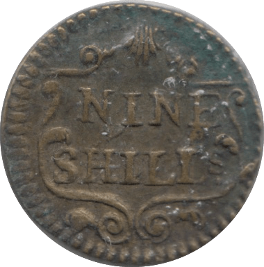 1750 BRITISH 9 SHILLINGS SCALE WEIGHT - COUNTER WEIGHTS - Cambridgeshire Coins