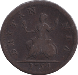 1754 FARTHING ( FINE ) - FARTHING - Cambridgeshire Coins