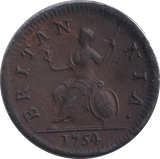 1754 FARTHING ( GVF ) - FARTHING - Cambridgeshire Coins