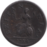 1754 FARTHING ( VF ) - FARTHING - Cambridgeshire Coins