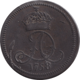 1758 HALFPENNY ISLE OF MAN - WORLD COINS - Cambridgeshire Coins