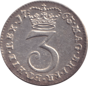 1763 THREEPENCE ( AUNC ) - WORLD COINS - Cambridgeshire Coins