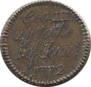1772 BRITISH GOLD GUINEA SCALE WEIGHT - COUNTER WEIGHTS - Cambridgeshire Coins
