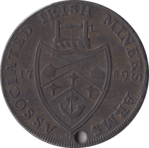 1789 IRELAND MINERS ARMS HALFPENNY TOKEN - HALFPENNY TOKENS - Cambridgeshire Coins