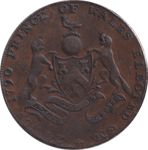 1790 HALFPENNY MAIDSTONE PRINCE OF WALES TOKEN - HALFPENNY TOKENS - Cambridgeshire Coins