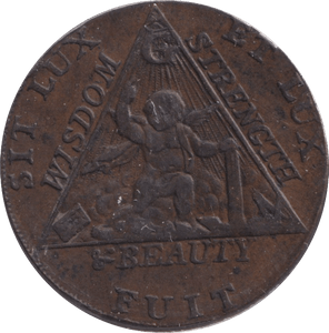 1790 HALFPENNY PRINCE OF WALES MASONIC TOKEN - HALFPENNY TOKENS - Cambridgeshire Coins