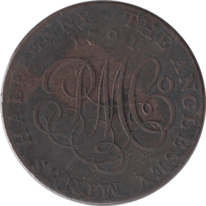 1791 HALFPENNY TOKEN ANGELSEY RNG CYPER DRUID - HALFPENNY TOKENS - Cambridgeshire Coins