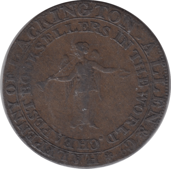 1795 HALFPENNY TOKEN MIDDLESEX J.LACKINGTON CHEAPEST BOOKSELLER FAME ANGEL TRUMPET - HALFPENNY TOKENS - Cambridgeshire Coins