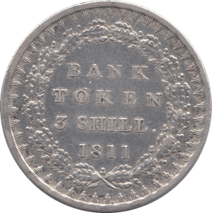 1811 SILVER THREE SHILLING BANK TOKEN ( VF ) - BANK TOKEN - Cambridgeshire Coins