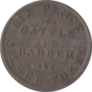 1811 SIXPENCE TOKEN CATTLE AND BARBER YORKSHIRE - OTHER TOKENS - Cambridgeshire Coins