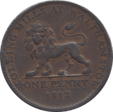 1812 PENNY TOKEN WALTHAMSTOW - PENNY TOKEN - Cambridgeshire Coins