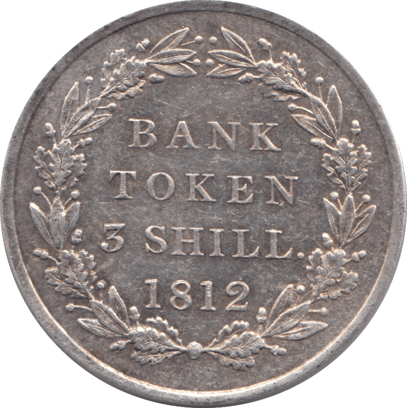 1812 SILVER THREE SHILLING BANK TOKEN ( AUNC ) - BANK TOKEN - Cambridgeshire Coins