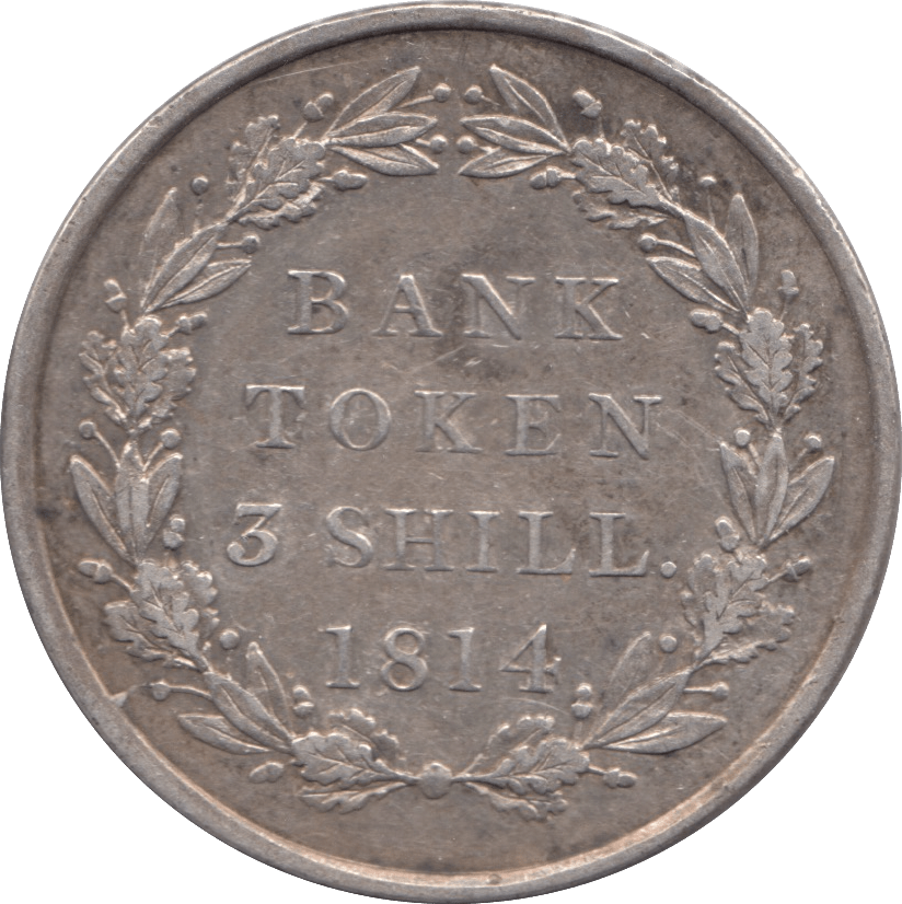 1814 SILVER THREE SHILLING BANK TOKEN ( VF ) - BANK TOKEN - Cambridgeshire Coins