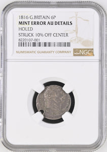 1816 SIXPENCE ( NGC ) MINT ERROR AU - NGC CERTIFIED COINS - Cambridgeshire Coins