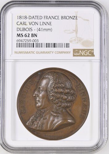 1818 FRANCE CARL VON LINNE DUBOIS MS 62 BN - NGC COPPER COINS - Cambridgeshire Coins