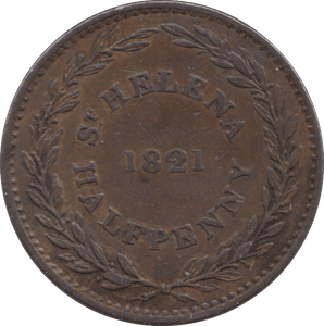 1821 HALFPENNY ST HELENA - WORLD COINS - Cambridgeshire Coins