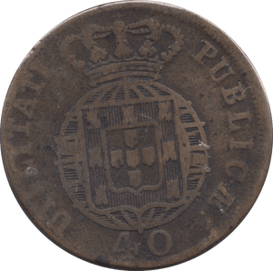 1825 40 REIS PORTUGAL - WORLD COINS - Cambridgeshire Coins