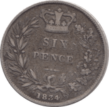 1834 SIXPENCE ( FINE ) - SIXPENCE - Cambridgeshire Coins