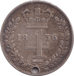 1836 FOURPENCE ( VF ) HOLED - Fourpence - Cambridgeshire Coins