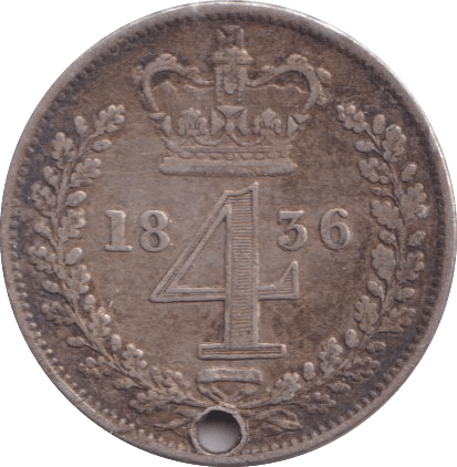 1836 FOURPENCE ( VF ) HOLED - Fourpence - Cambridgeshire Coins