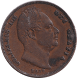 1837 FARTHING ( FINE ) - FARTHING - Cambridgeshire Coins