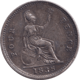 1838 FOURPENCE ( EF ) - FOURPENCE - Cambridgeshire Coins