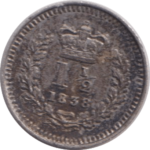 1838 THREE HALFPENCE ( EF ) - WORLD COINS - Cambridgeshire Coins