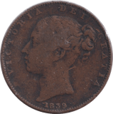 1839 FARTHING ( FINE ) - FARTHING - Cambridgeshire Coins