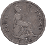 1840 FOURPENCE ( FINE ) - FOURPENCE - Cambridgeshire Coins