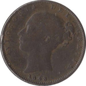 1843 FARTHING ( FINE ) - Farthing - Cambridgeshire Coins